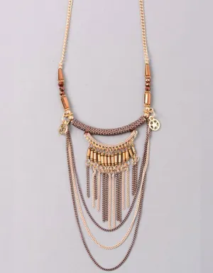 Luxe Military Short Necklace in Brown