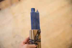 Made in NY Beeswax Candle Square Cobalt Blue Tapers