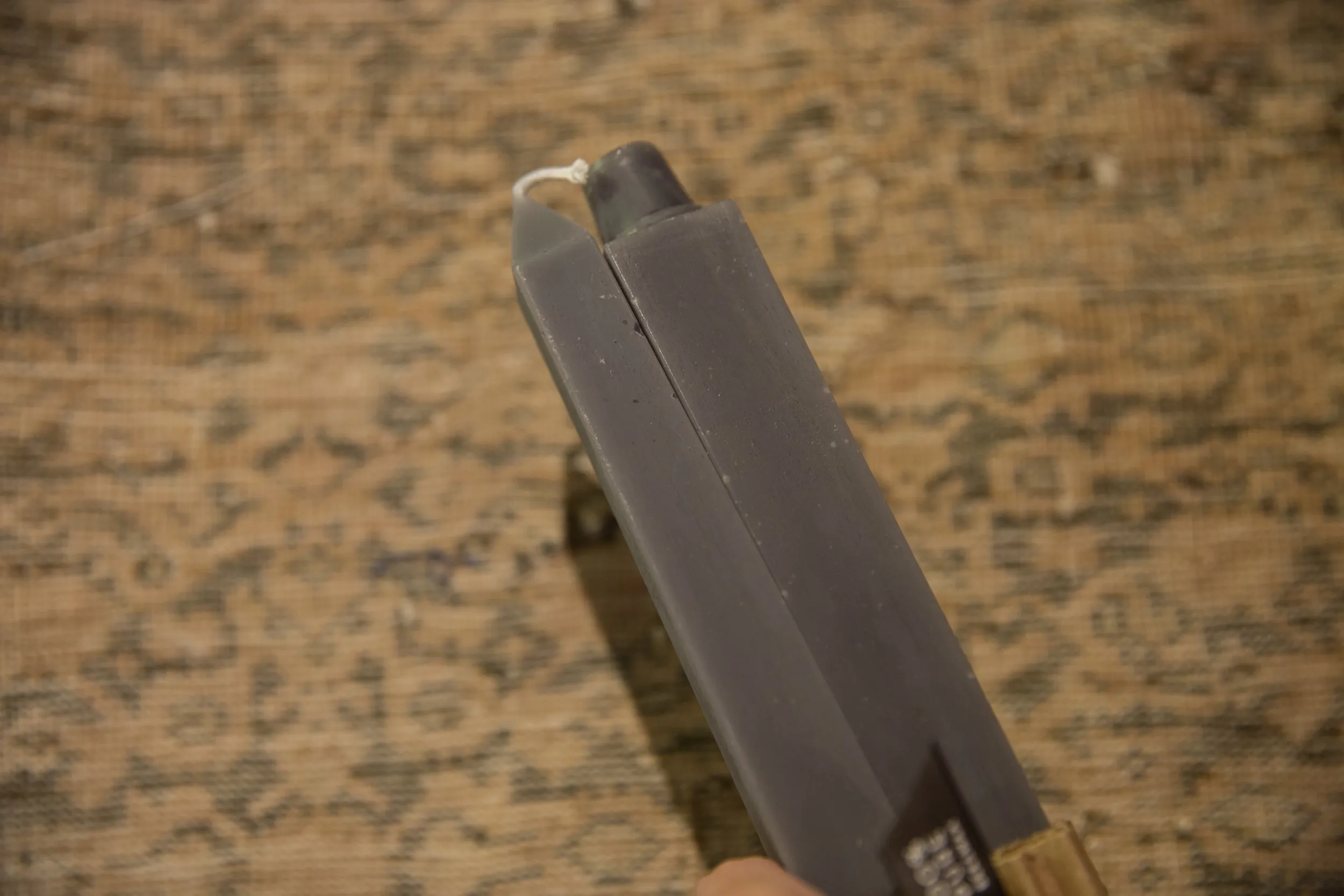 Made in NY Beeswax Candle Square Extra Large Gray Tapers