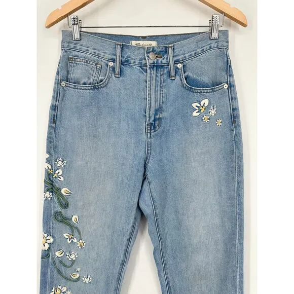 Madewell The Perfect Vintage Jeans Floral Embroidered Edition in Constance Blue