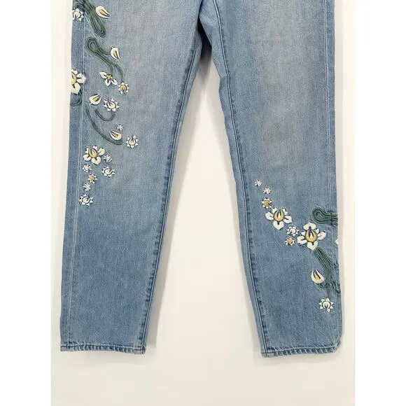 Madewell The Perfect Vintage Jeans Floral Embroidered Edition in Constance Blue