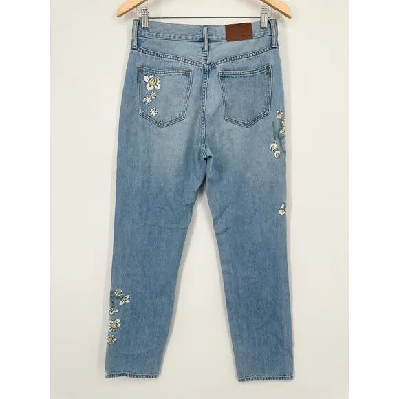 Madewell The Perfect Vintage Jeans Floral Embroidered Edition in Constance Blue