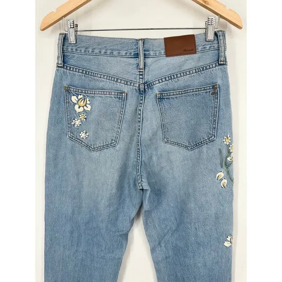 Madewell The Perfect Vintage Jeans Floral Embroidered Edition in Constance Blue
