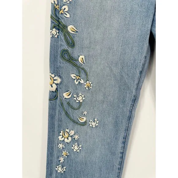 Madewell The Perfect Vintage Jeans Floral Embroidered Edition in Constance Blue