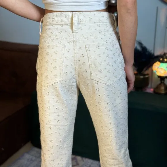Madewell Womens The Perfect Vintage Jean Embroidered Eyelet Edition Pearl Ivory