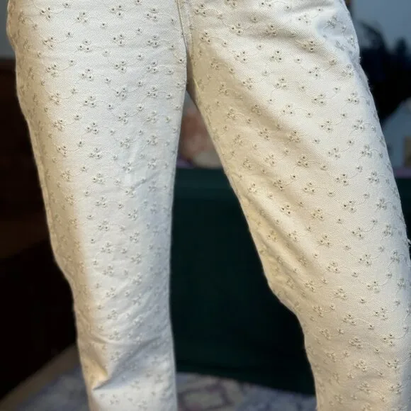 Madewell Womens The Perfect Vintage Jean Embroidered Eyelet Edition Pearl Ivory