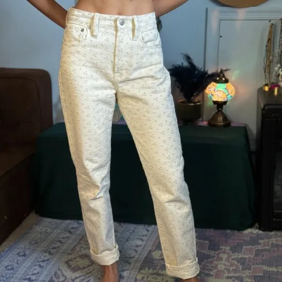 Madewell Womens The Perfect Vintage Jean Embroidered Eyelet Edition Pearl Ivory