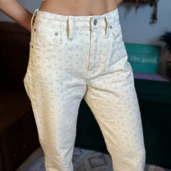 Madewell Womens The Perfect Vintage Jean Embroidered Eyelet Edition Pearl Ivory