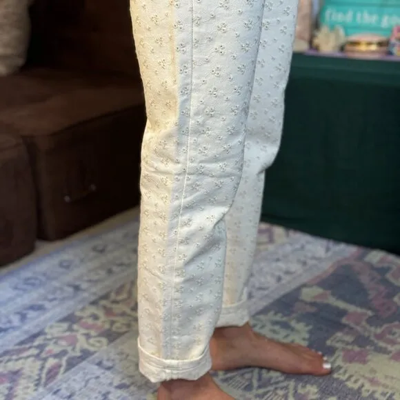 Madewell Womens The Perfect Vintage Jean Embroidered Eyelet Edition Pearl Ivory