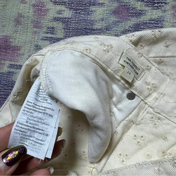 Madewell Womens The Perfect Vintage Jean Embroidered Eyelet Edition Pearl Ivory