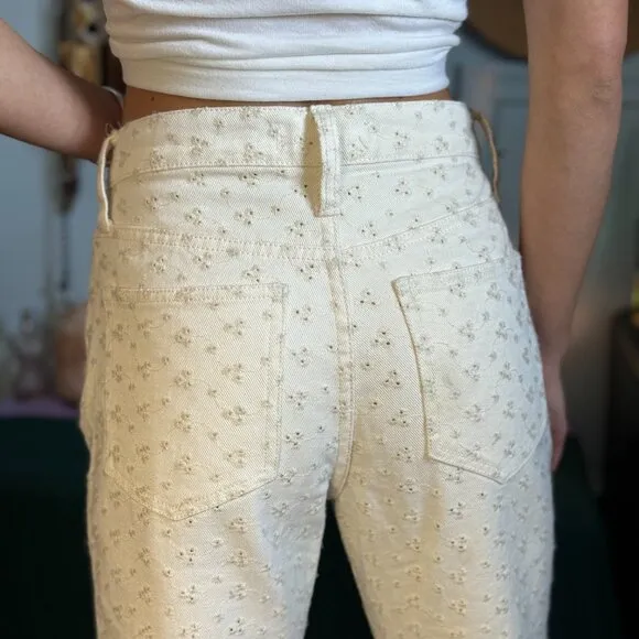 Madewell Womens The Perfect Vintage Jean Embroidered Eyelet Edition Pearl Ivory