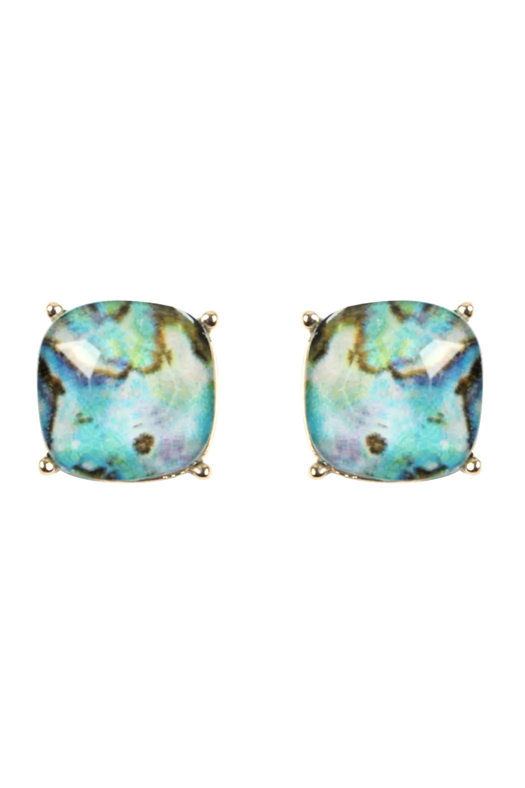 Matte Cushion Cut Post Earrings- 5 Colors