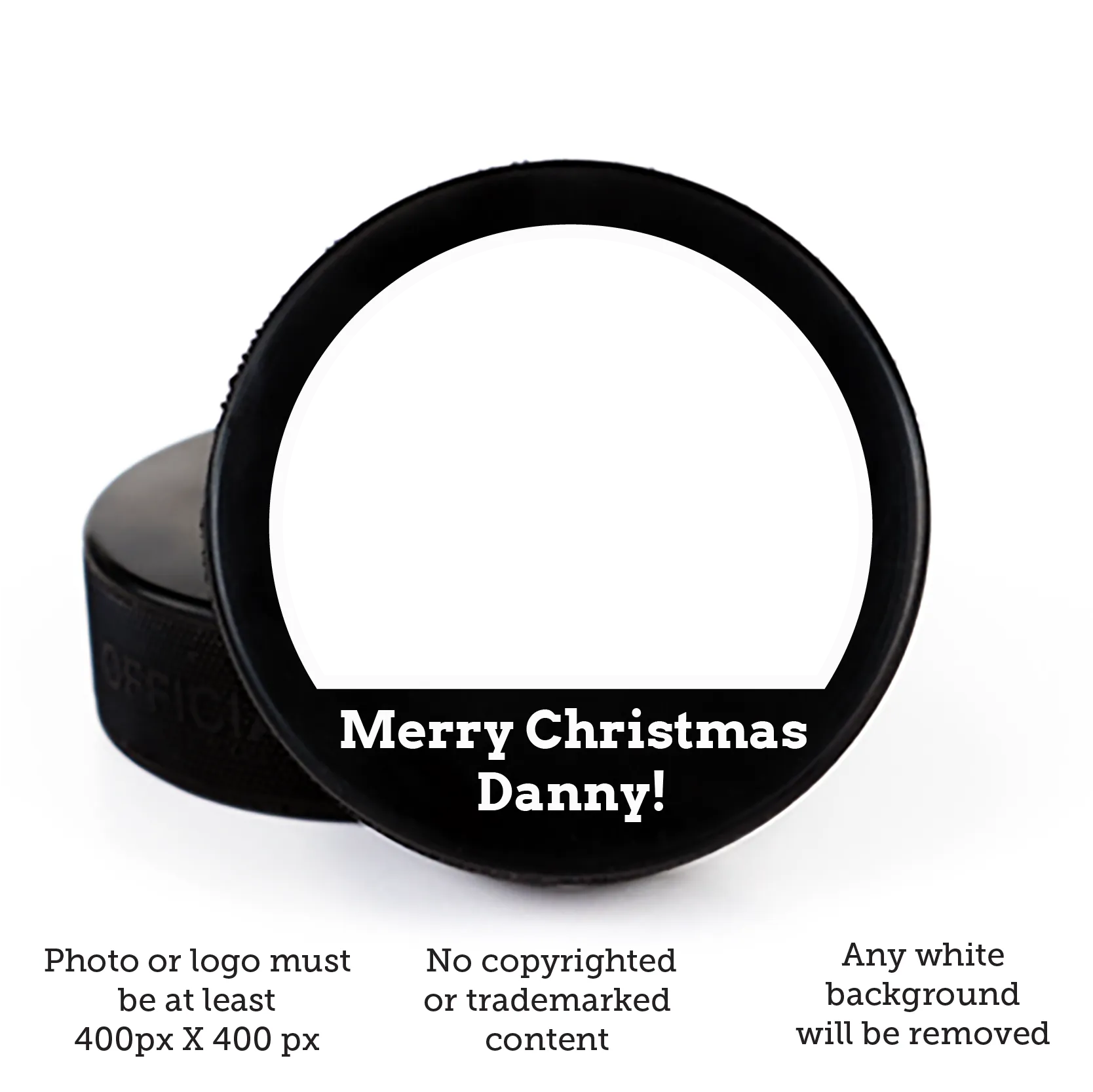 Merry Christmas, Printed Puck
