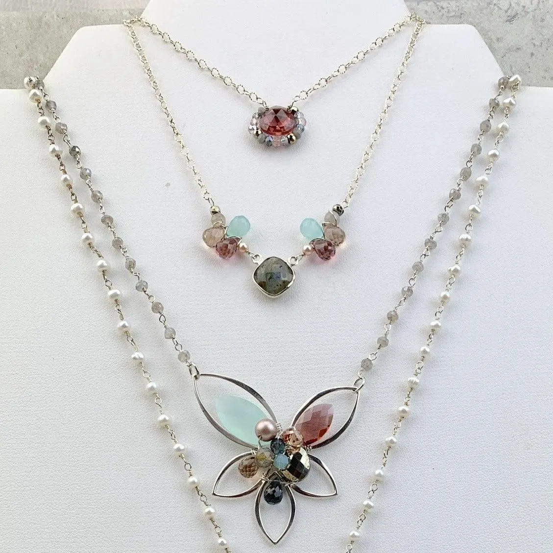 Mia Bezeled Gemstone with Teardrops
