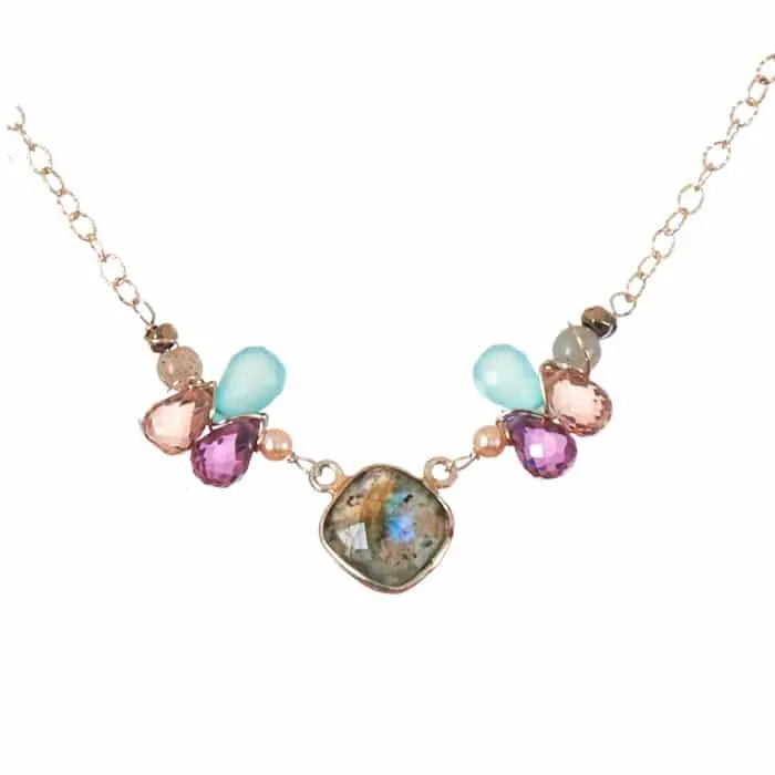 Mia Bezeled Gemstone with Teardrops