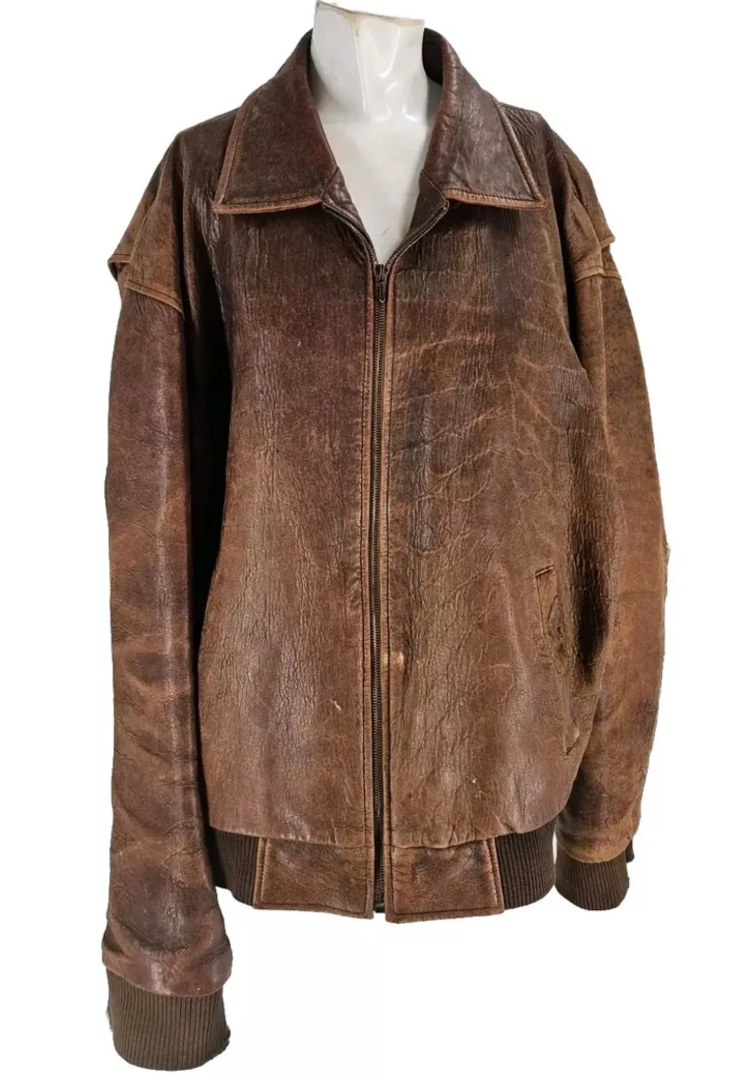 Michael Hoban Vintage Distressed Leather Jacket  XL