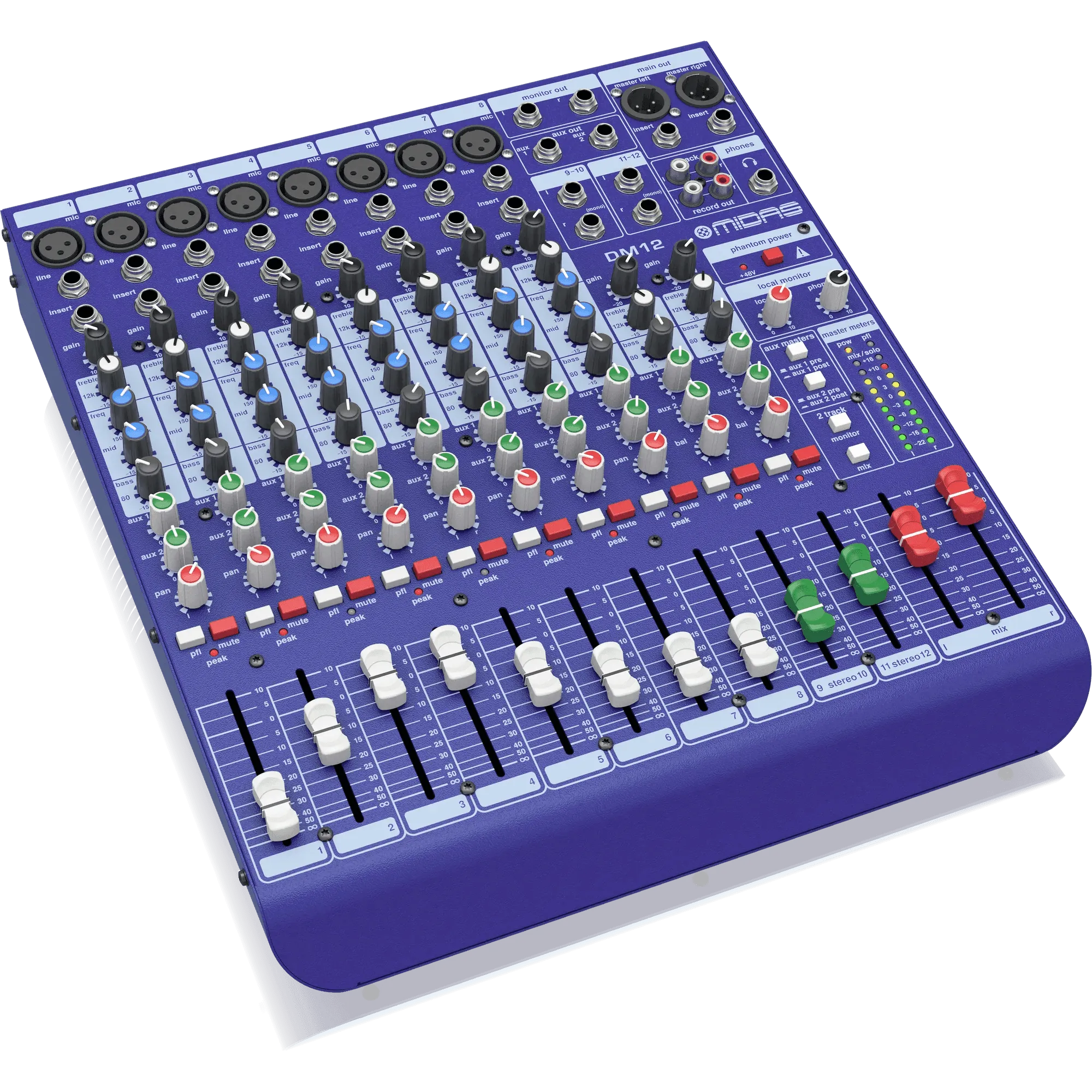 Midas DM12 12 Input Analogue Live and Studio Mixer with Midas Microphone Preamplifiers