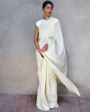Milky Way Handwoven Linen Saree-Stardust