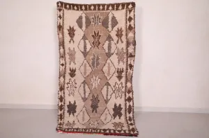 Moroccan Rug 3.5 X 6.8 Feet - Neutral Tones with Diamond Shapes