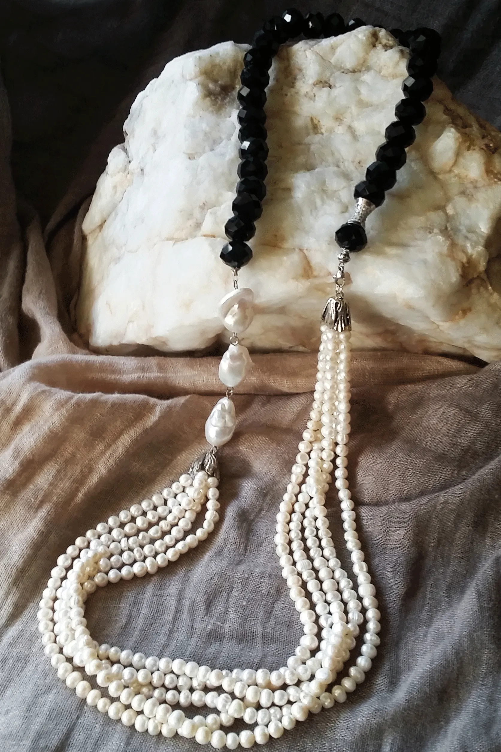 Mother of the Bride / Designer Jewelry Silver Pendant Large Genuine Baroque Pearl Unique Pearls Jewelry Gift For Lady Big Pearl Necklace