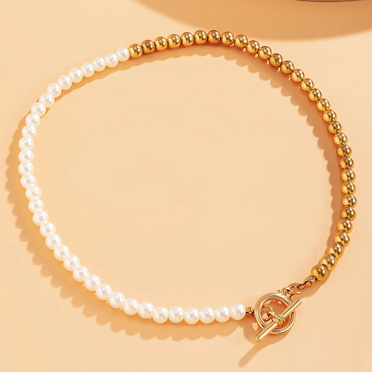 Natural Pearl Baroque Pendant Necklace 14K Gold Link Chain Women Jewelry