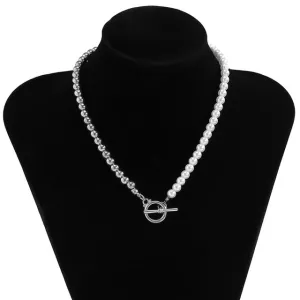 Natural Pearl Baroque Pendant Necklace 14K Gold Link Chain Women Jewelry