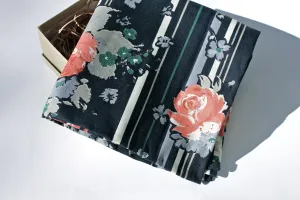 Navy and Rose Floral Pocket Square