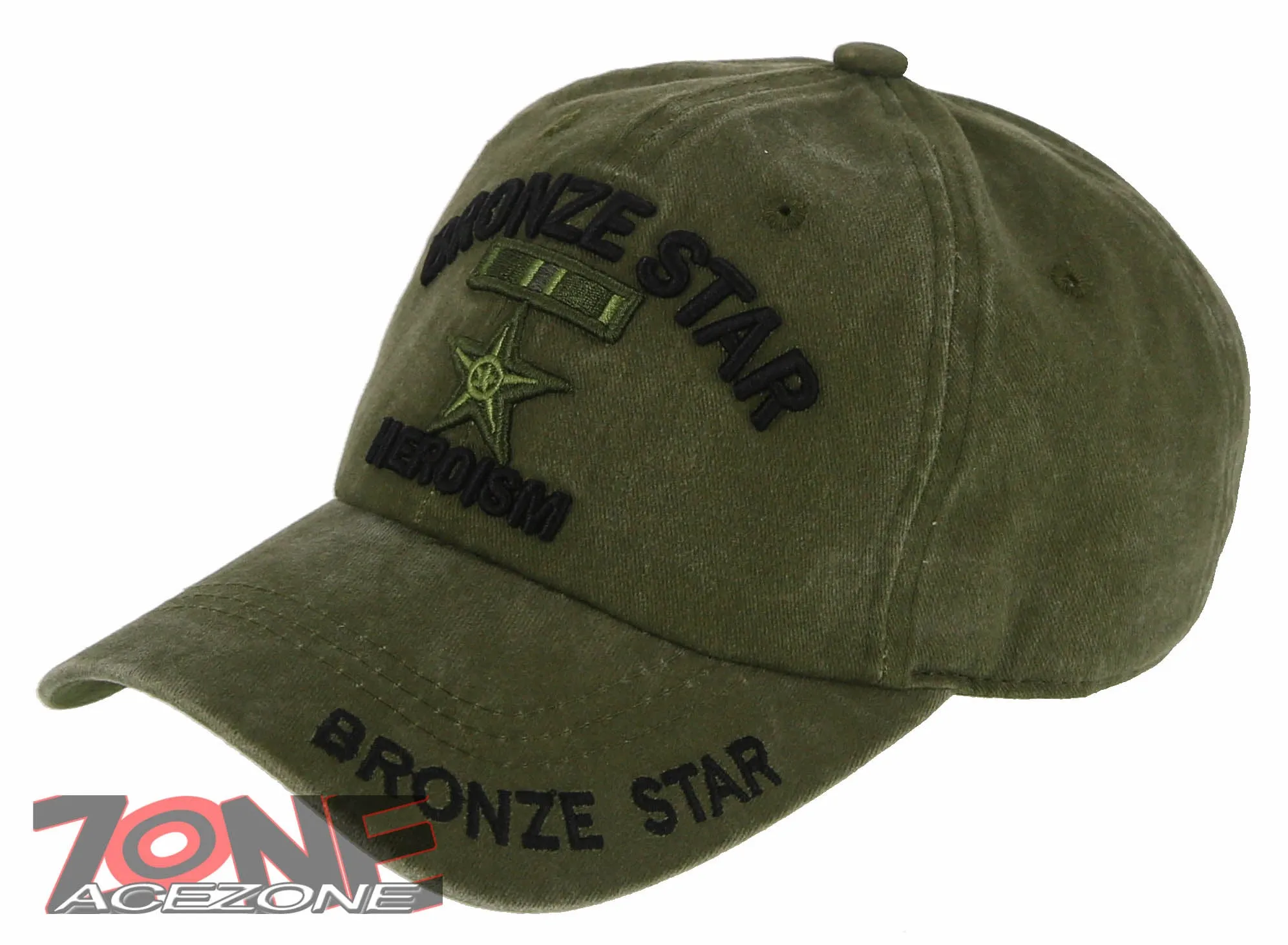 NEW! BRONZE STAR HEROISM STAR MEDAL DISTRESSED VINTAGE BASEBALL CAP HAT OLIVE