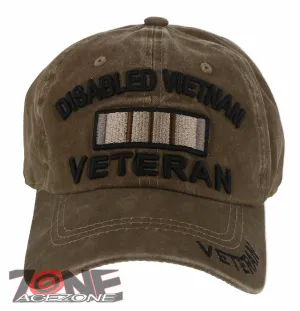 NEW! DISABLED VIETNAM VETERAN DISTRESSED VINTAGE BASEBALL CAP HAT TAN