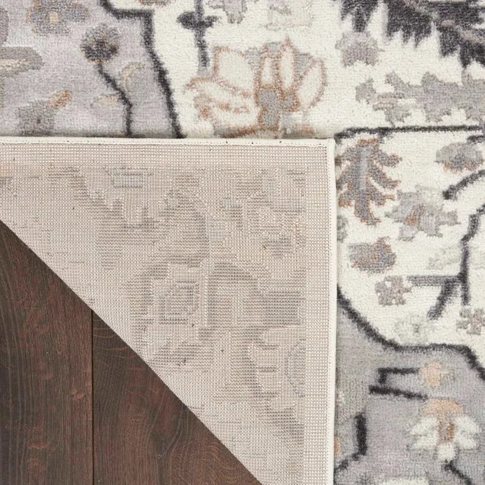 New Nourison Persian Inspired Floral Medallion Elation ETN09 Ivory/Grey Area Rug, 5'3" x 7'3", made in Turkey!