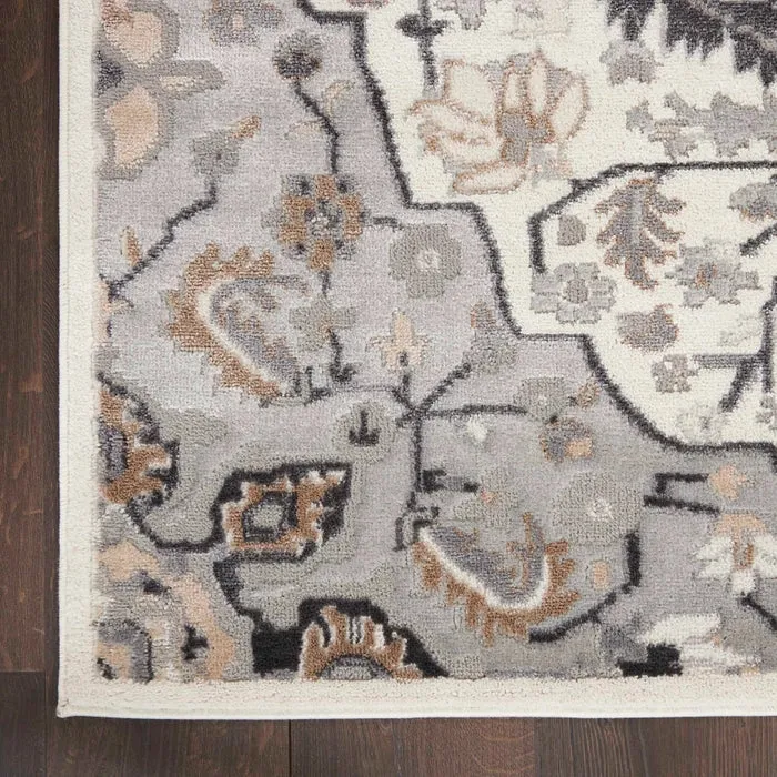 New Nourison Persian Inspired Floral Medallion Elation ETN09 Ivory/Grey Area Rug, 5'3" x 7'3", made in Turkey!