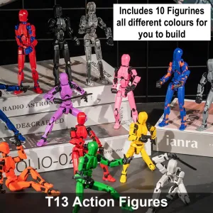 New SET OF 10 Generic T13 Action Figure,Robot Action Figure,T13 Action Figure 3D Printed Multi-Jointed Movable,13 Action Figure Dummy,Decorations for Action Figures