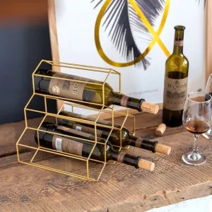 New Wayfair Everly Quinn Dajana 6 Bottle Tabletop Wine Rack in Gold Finish! Retails $79 