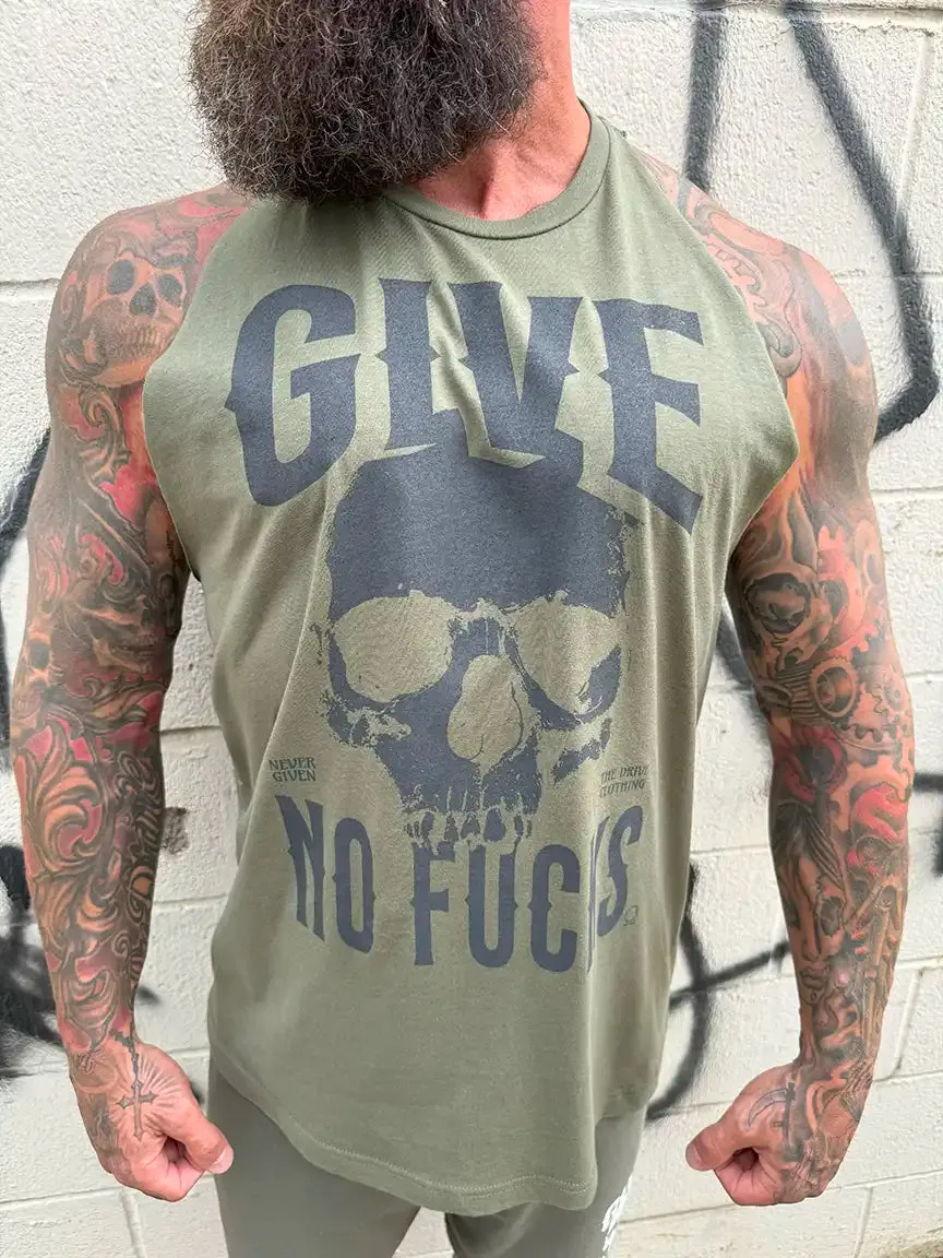 NO FUCKS STRINGER TANK TOP*MILITARY GREEN*