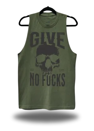 NO FUCKS STRINGER TANK TOP*MILITARY GREEN*