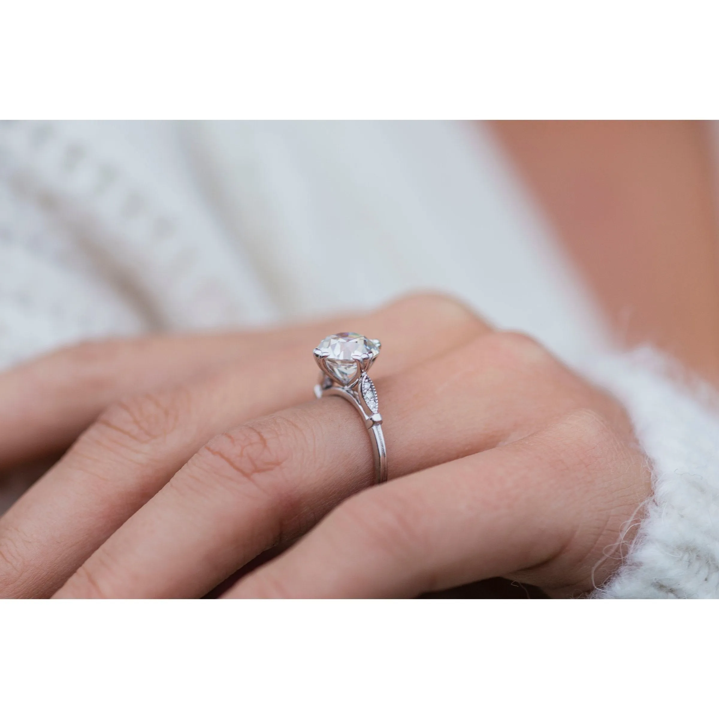 Old Mine Cushion Moissanite Engagement Ring vintage unique Cluster Yellow gold engagement ring for women wedding Bridal Anniversary gift