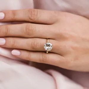 Old Mine Cushion Moissanite Engagement Ring vintage unique Cluster Yellow gold engagement ring for women wedding Bridal Anniversary gift