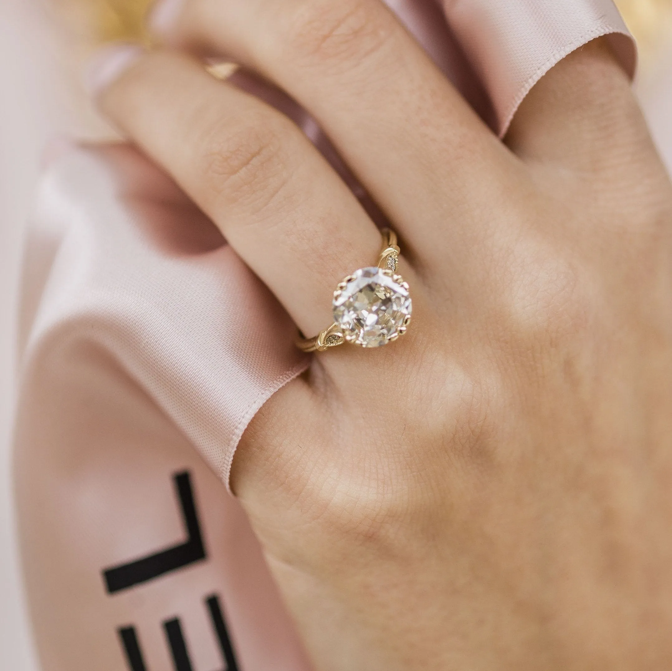 Old Mine Cushion Moissanite Engagement Ring vintage unique Cluster Yellow gold engagement ring for women wedding Bridal Anniversary gift