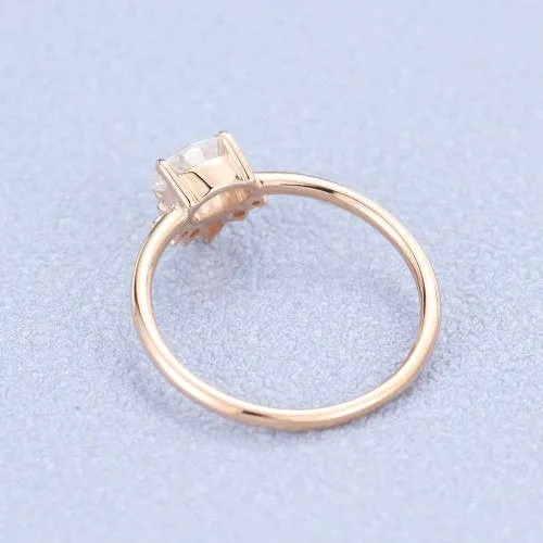Oval cut Moissanite engagement ring vintage rose gold Unique engagement ring for women Pear round oval shaped Bridal Anniversary gift