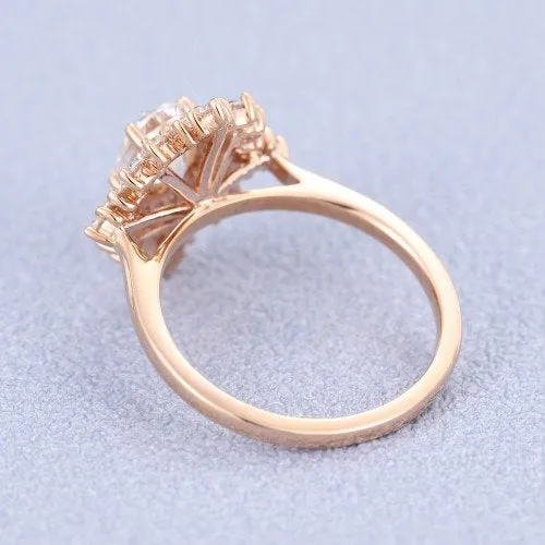Oval Moissanite Engagement Ring and 14k Rose Gold Diamond Wedding Ring Bridal 5x7mm Forever One Moissanite Ring Vintage Inspired Rings