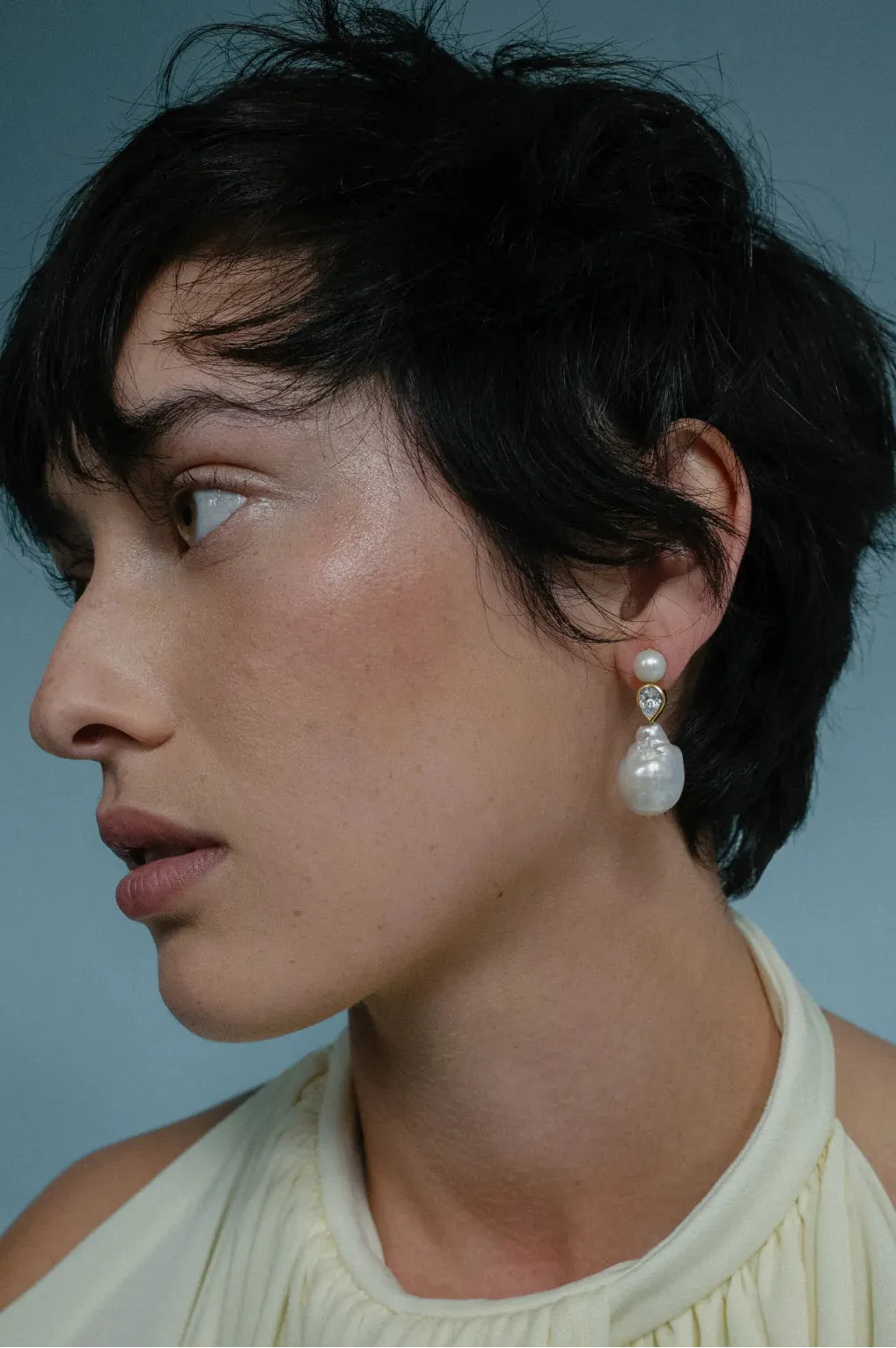 P56 Pulp pearl and zirconia gold vermeil earrings