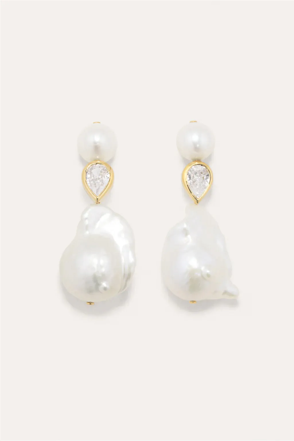 P56 Pulp pearl and zirconia gold vermeil earrings