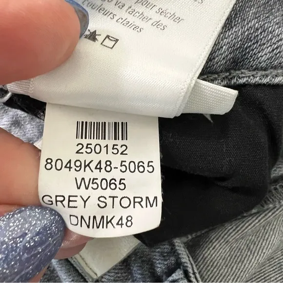 PAIGE Claudine High Waist Raw Hem Flare Jeans in Grey Storm Size 33