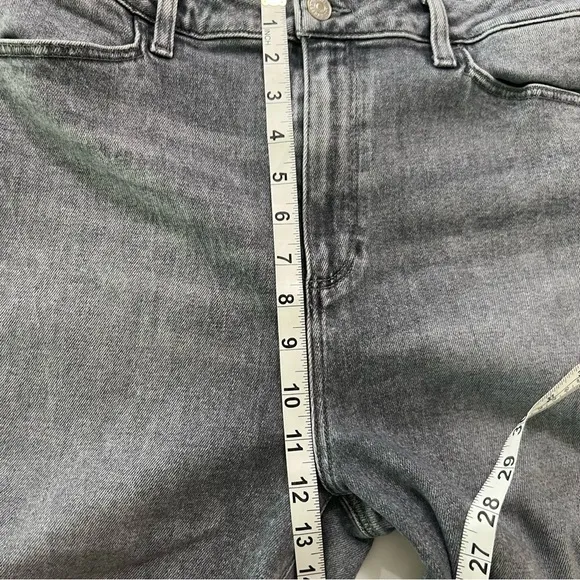 PAIGE Claudine High Waist Raw Hem Flare Jeans in Grey Storm Size 33