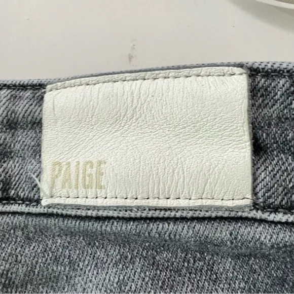 PAIGE Claudine High Waist Raw Hem Flare Jeans in Grey Storm Size 33