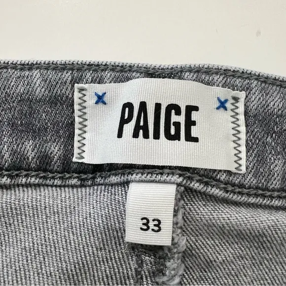 PAIGE Claudine High Waist Raw Hem Flare Jeans in Grey Storm Size 33