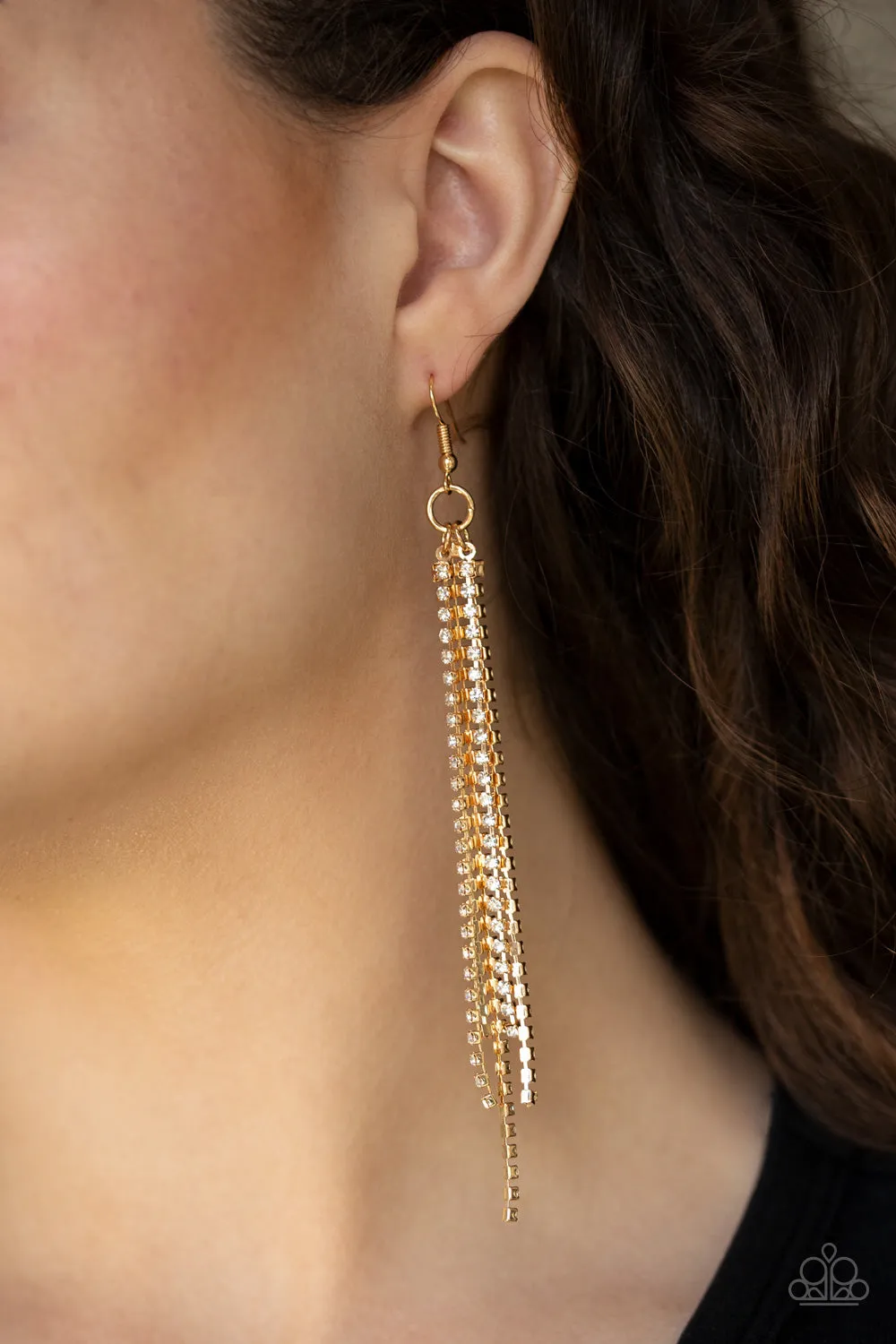 Paparazzi -Center Stage Status - Gold Earrings
