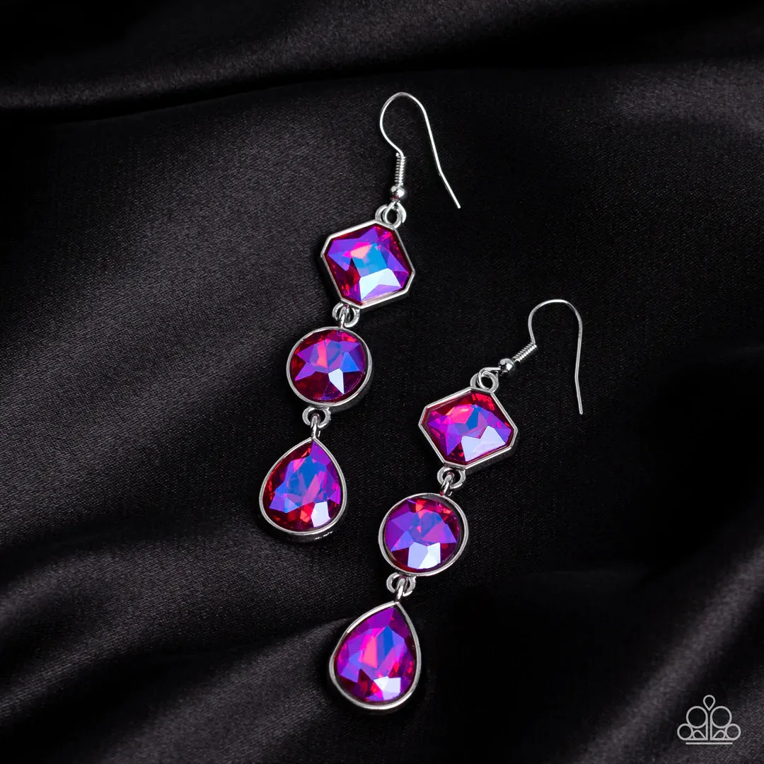 Paparazzi Reflective Rhinestones Earrings Pink