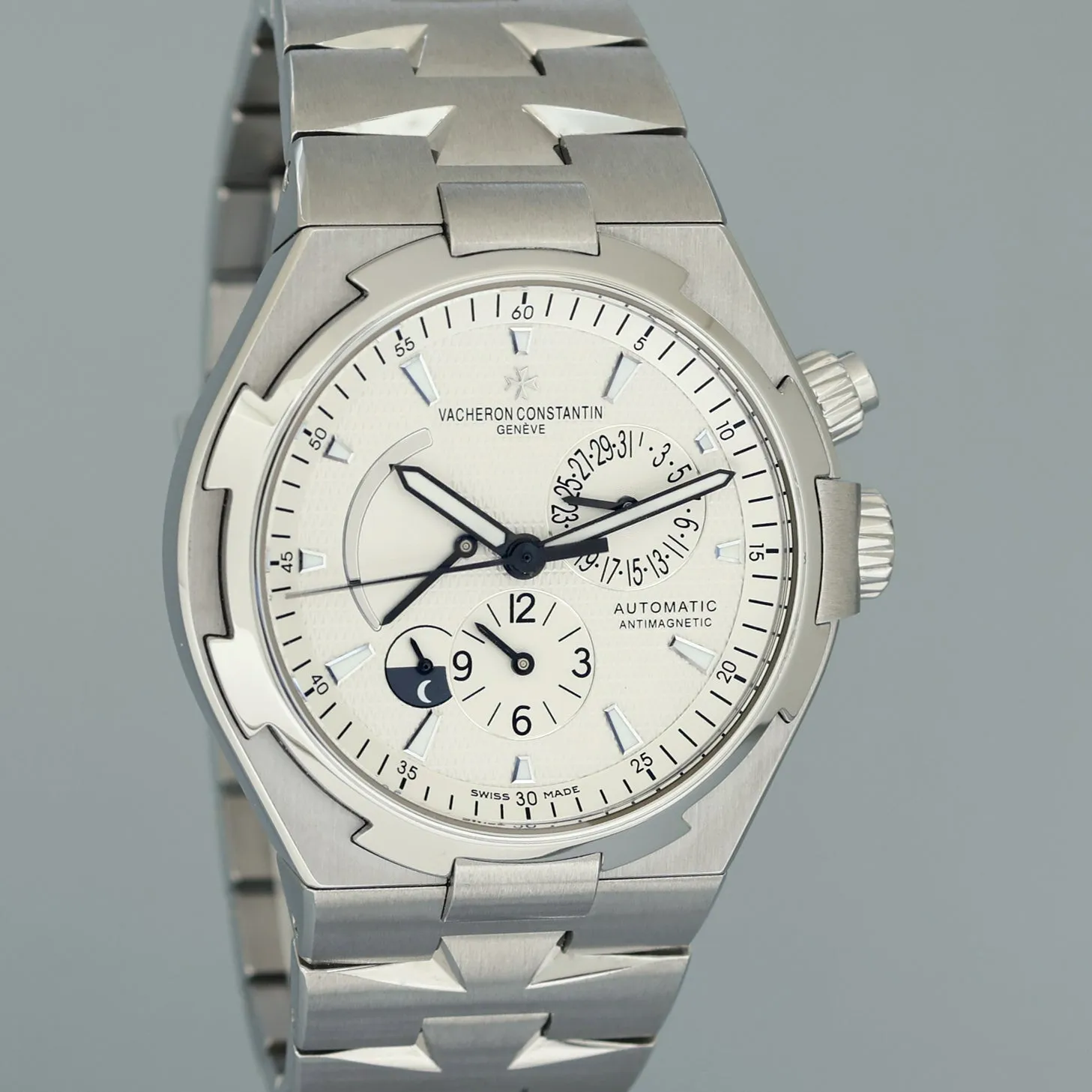 PAPERS MINT Vacheron Constantin Overseas White 47450 42mm  Steel Dual Time Watch