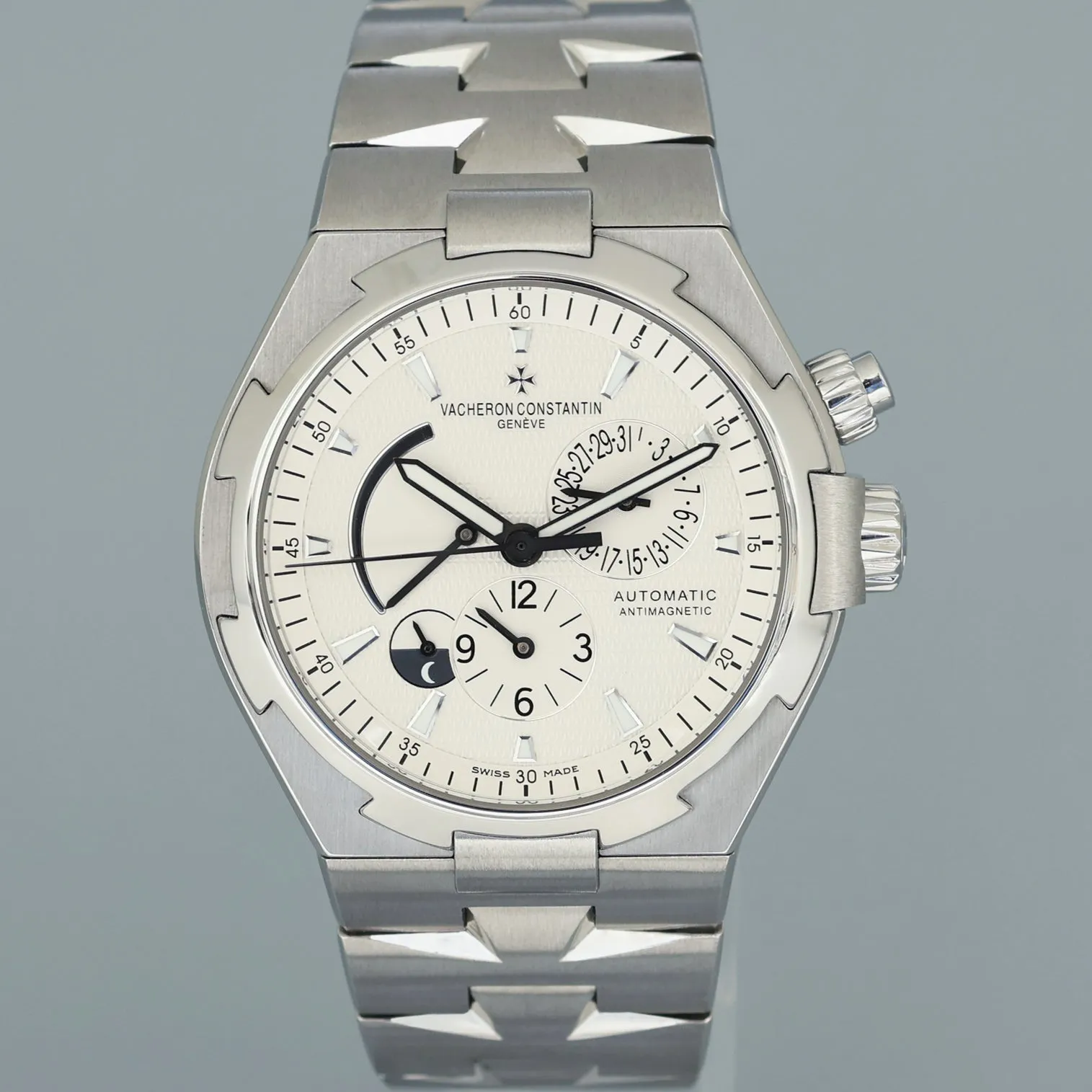 PAPERS MINT Vacheron Constantin Overseas White 47450 42mm  Steel Dual Time Watch